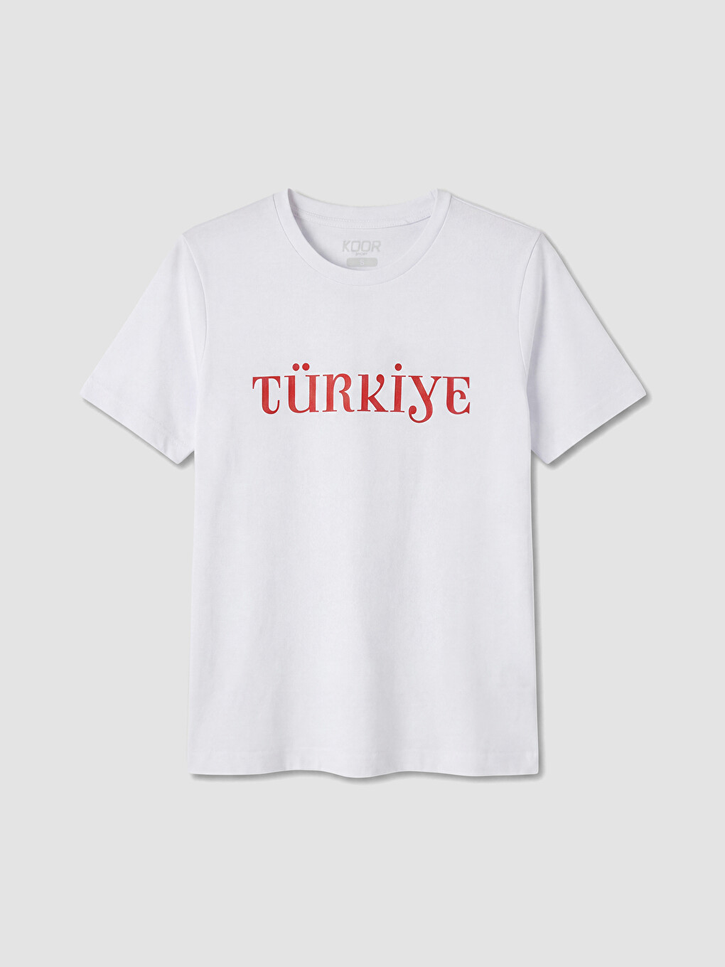 Beyaz Bisiklet Yaka Türkiye Baskılı Kadın Spor Tişört-1