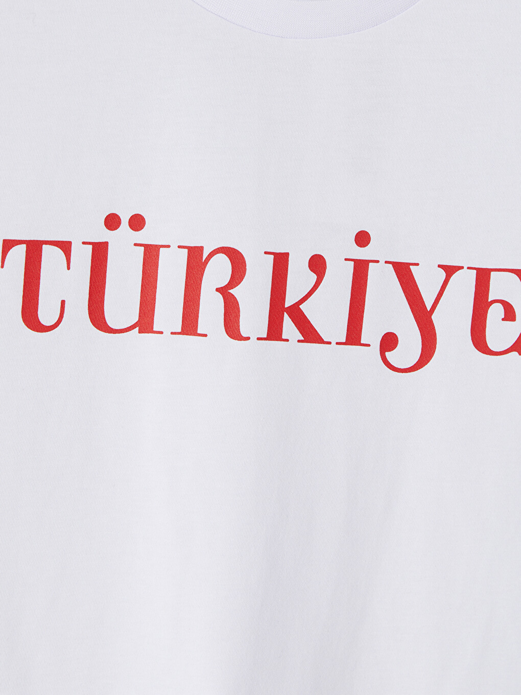 Beyaz Bisiklet Yaka Türkiye Baskılı Kadın Spor Tişört-2