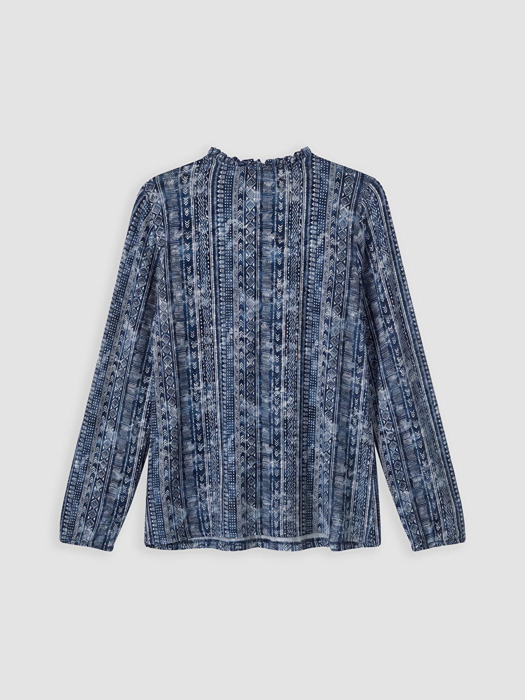 Bluza sa kragnom na vezanje sa uzorkom-6