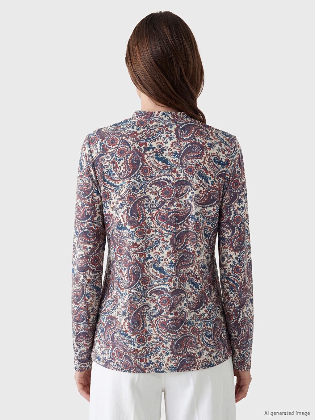 Tie Neck Patterned Blouse-3
