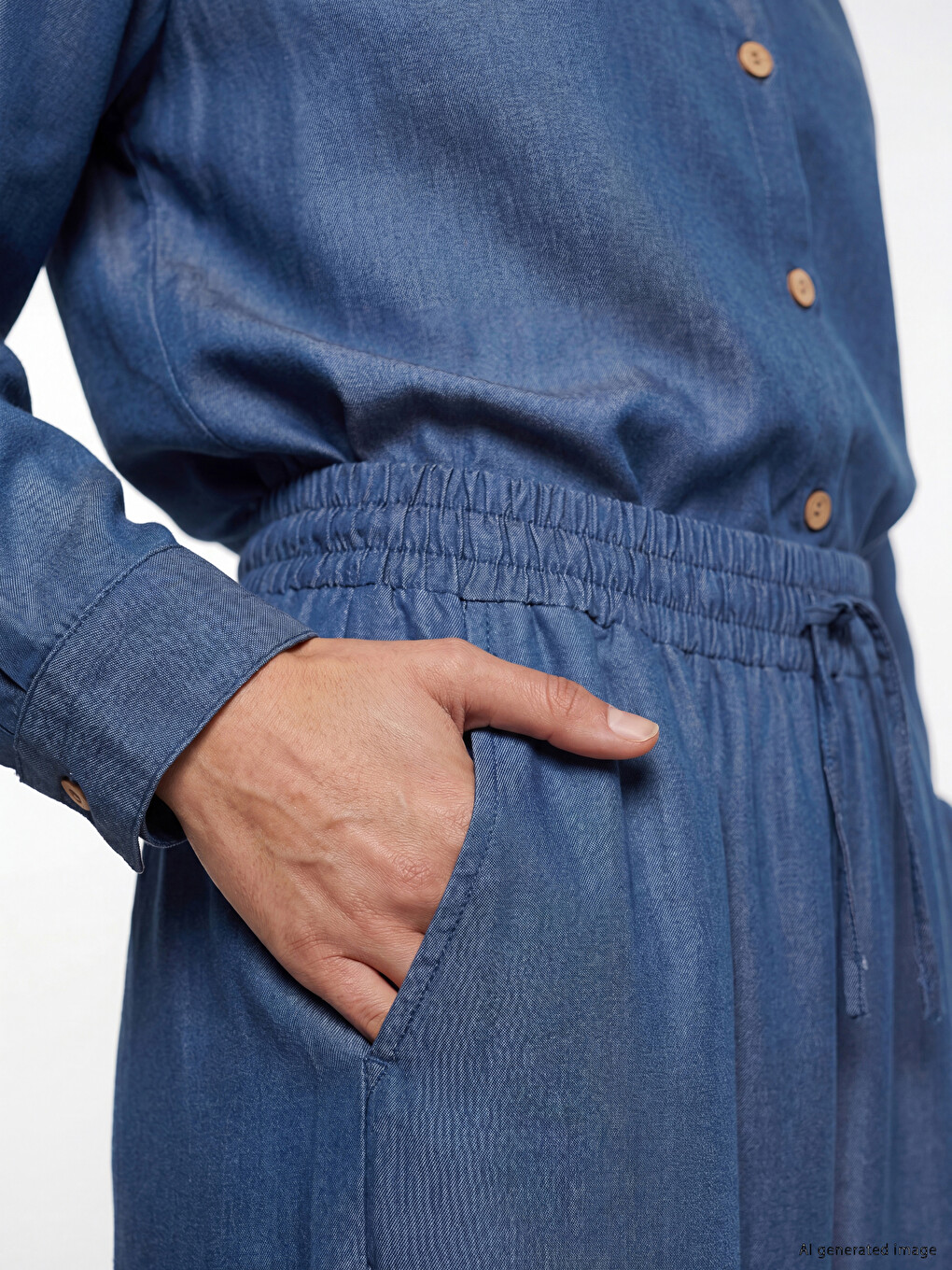 Elastic Waist Wide Leg Women's Trousers-2