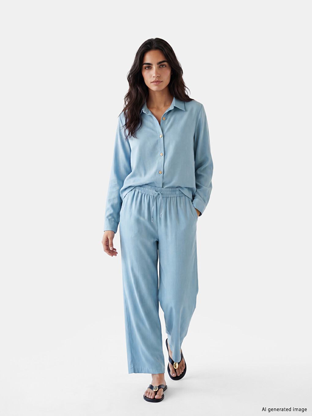 Elastic Waist Wide Leg Women's Trousers