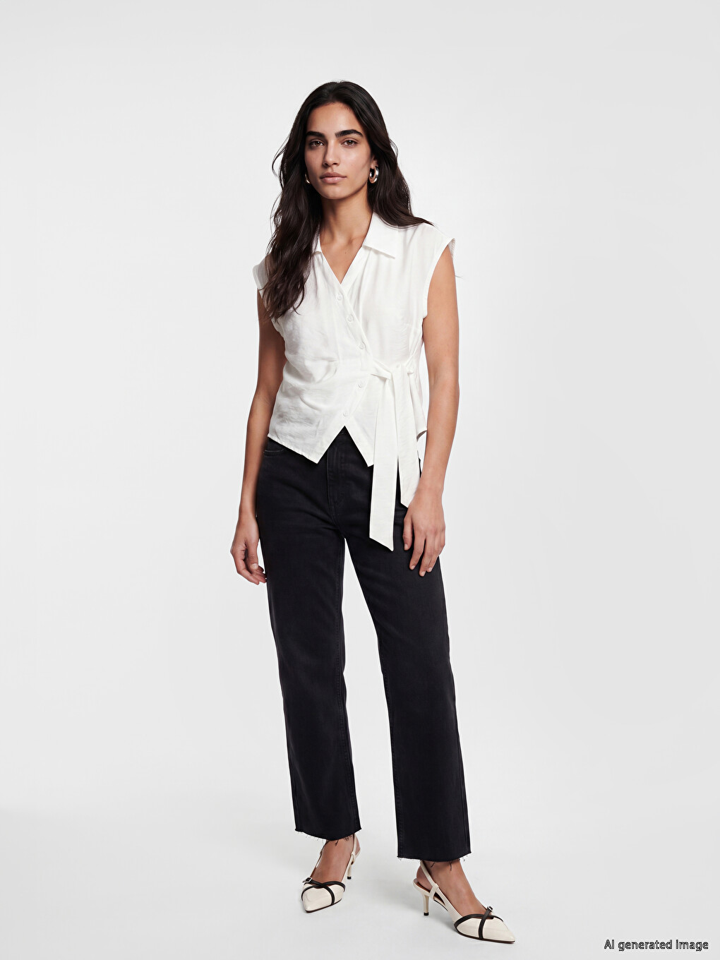 Wrap Cut Tie-up Women's Shirt-1