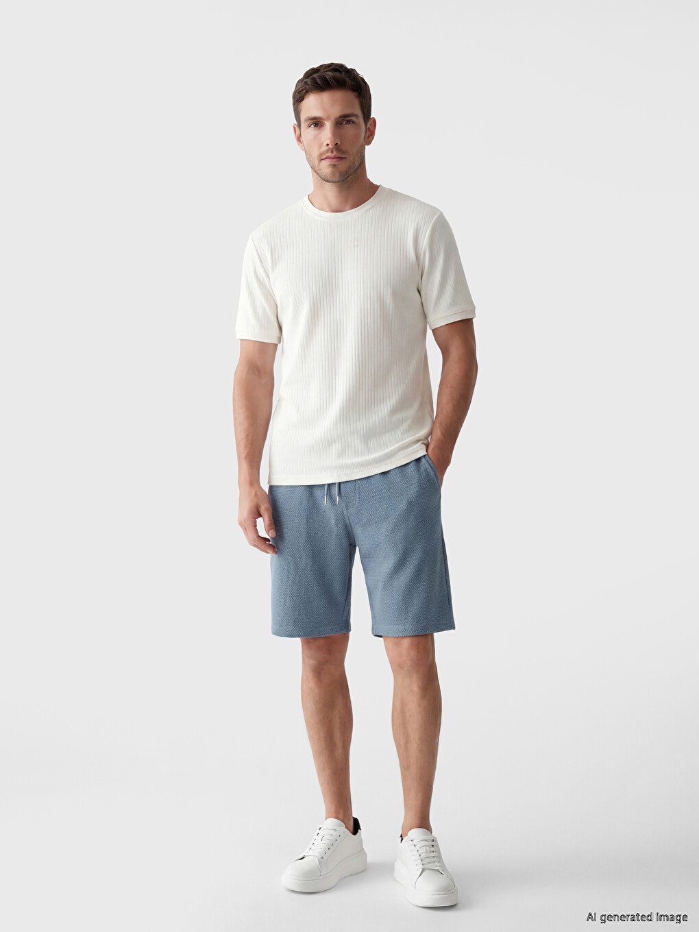 Regular Fit Elastic Waist Men's Shorts