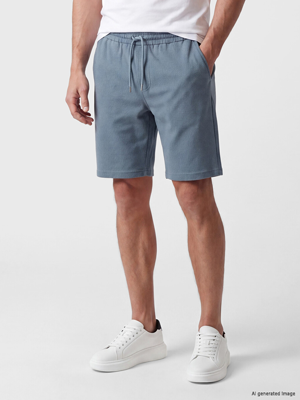 Regular Fit Elastic Waist Men's Shorts-1