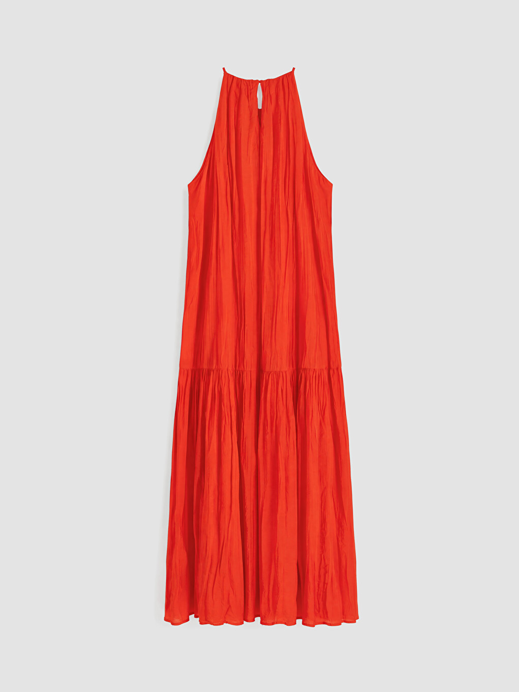 Kırmızı Halter Yaka Büzgülü Elbise-6
