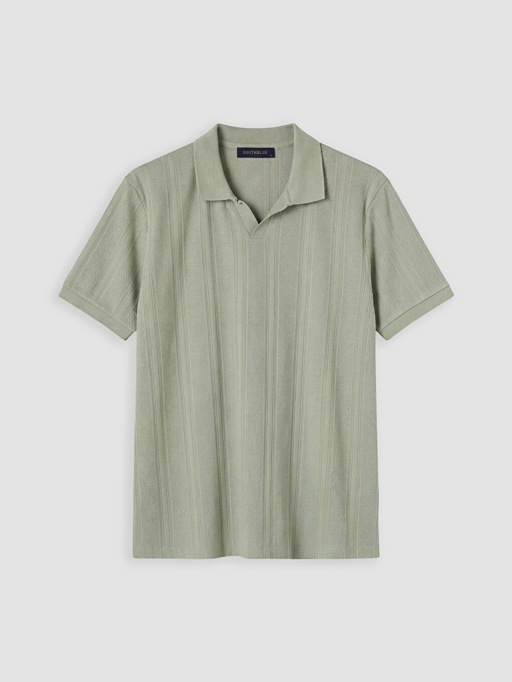 Yeşil Polo Yaka Dokulu Erkek Tişört-4