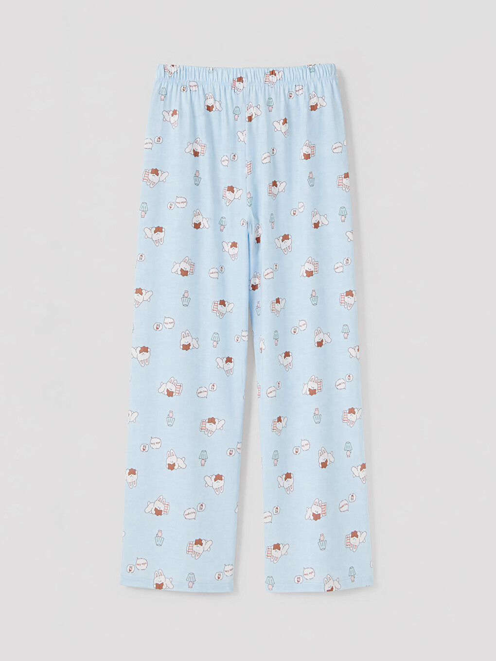 Mavi Bisiklet Yaka Baskılı Kadın Pijama Takımı-4