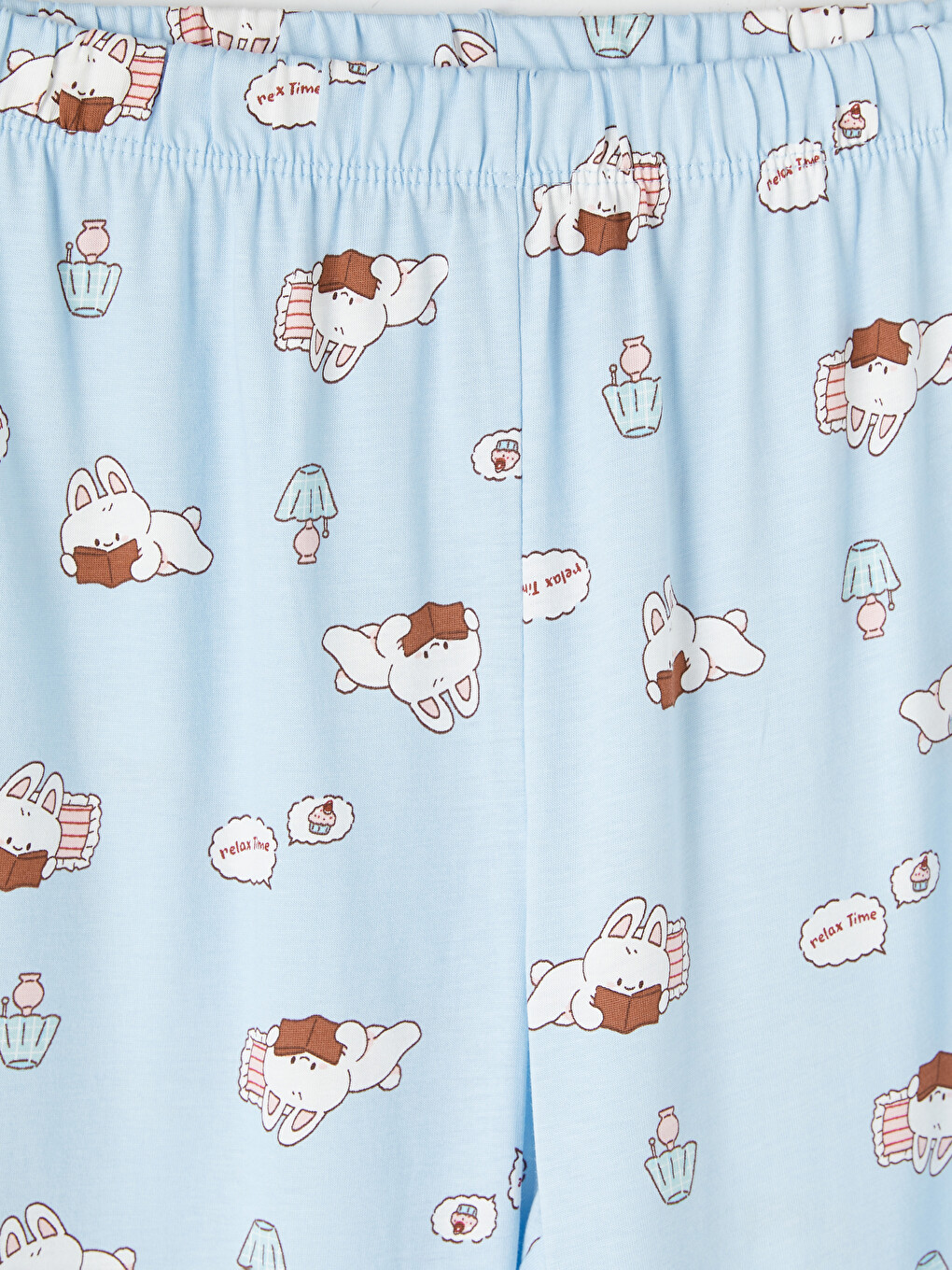 Mavi Bisiklet Yaka Baskılı Kadın Pijama Takımı-7