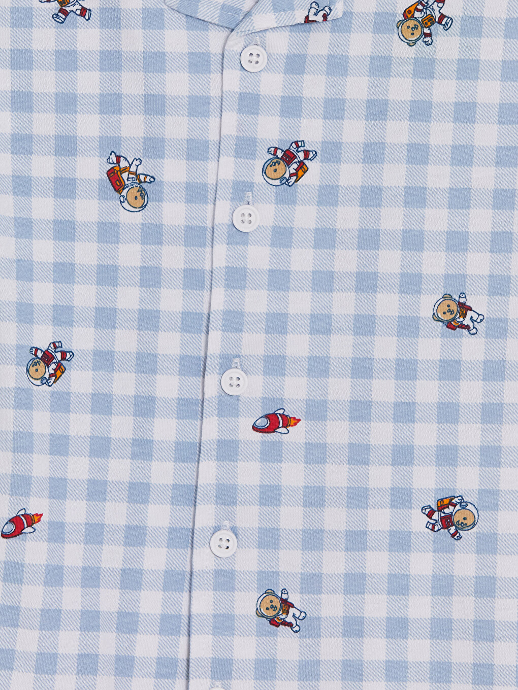 Mavi Gömlek Yaka Erkek Çocuk Şortlu Pijama Takımı-2