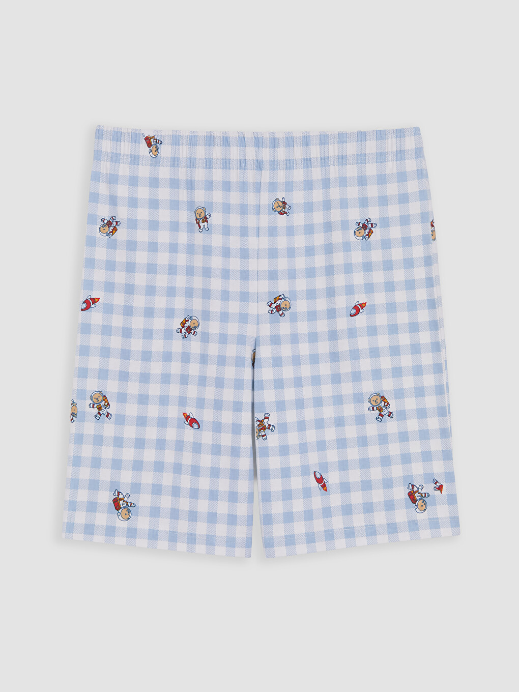Mavi Gömlek Yaka Erkek Çocuk Şortlu Pijama Takımı-4