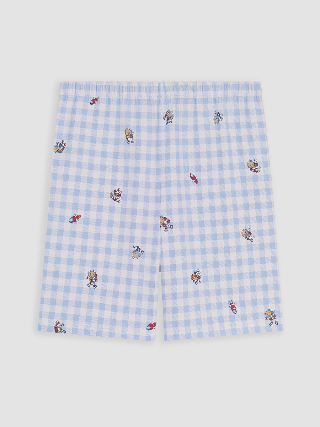 Mavi Gömlek Yaka Erkek Çocuk Şortlu Pijama Takımı-6