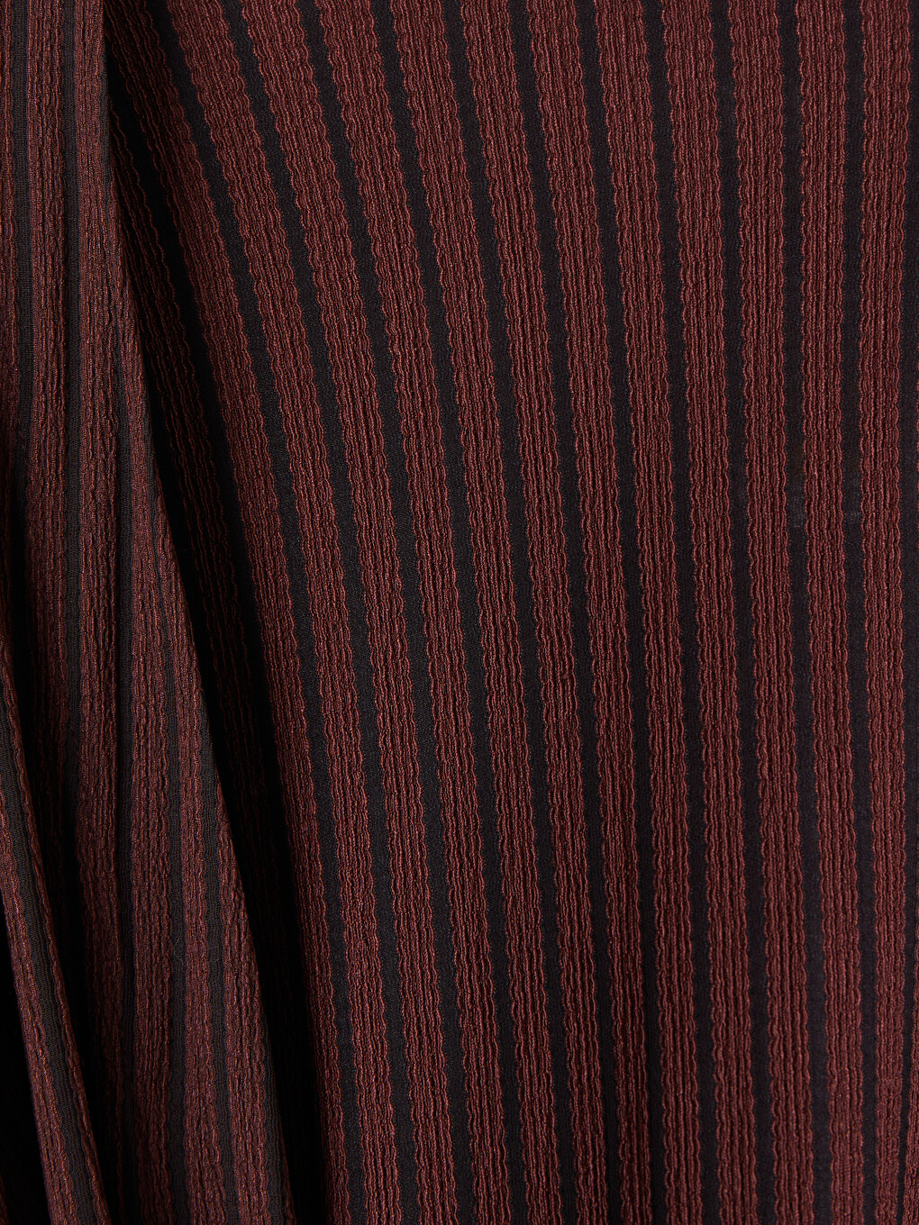 Bordo V Yaka Çizgili Oversize Kadın Hırka-2