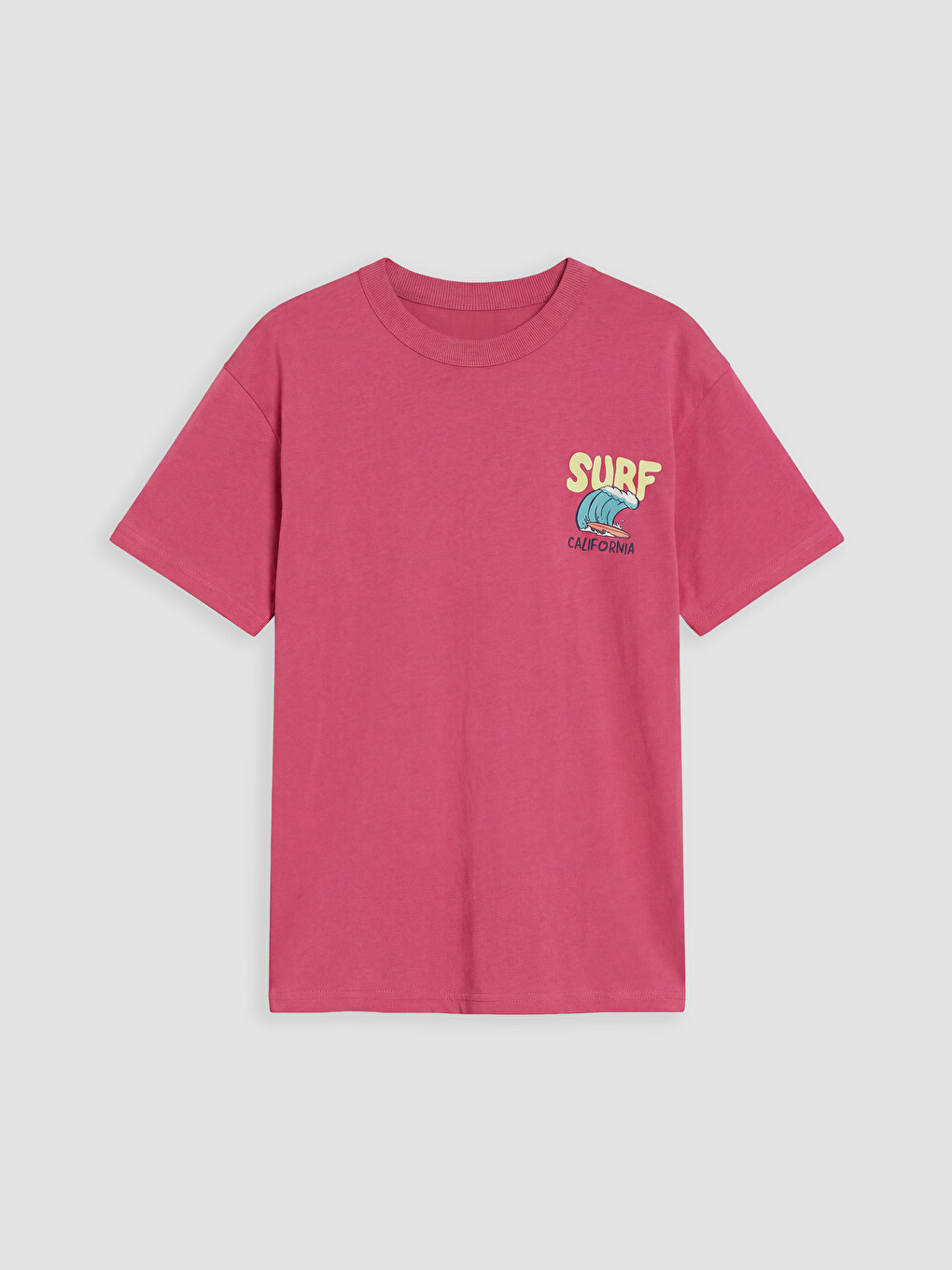 Pembe Bisiklet Yaka Baskılı Erkek Çocuk Tişört