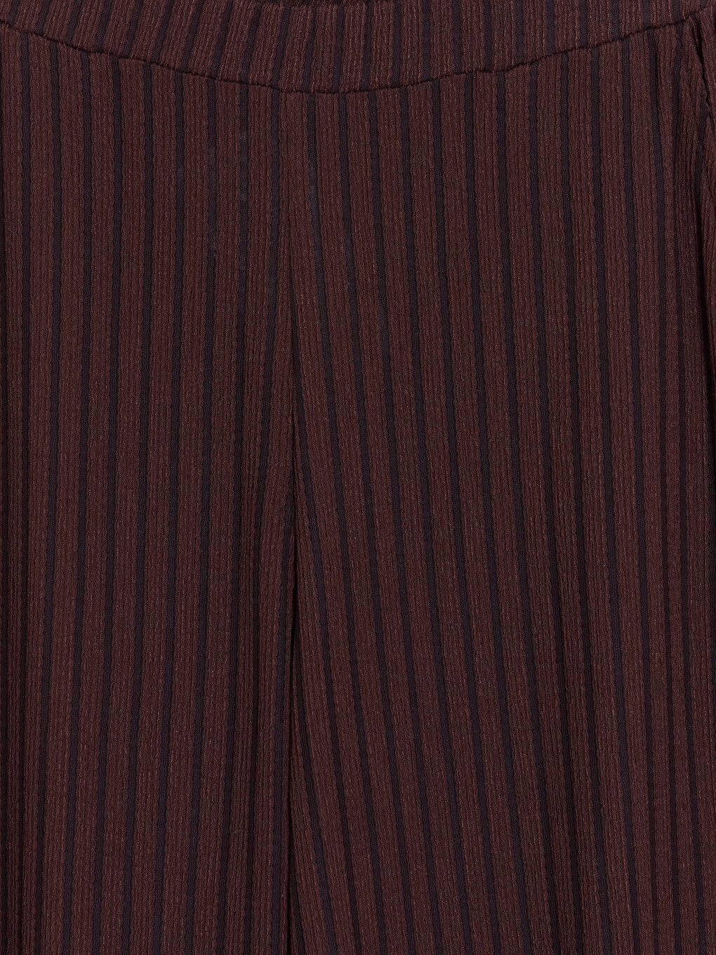 Bordo Beli Lastikli Çizgili Kadın Pantolon-2