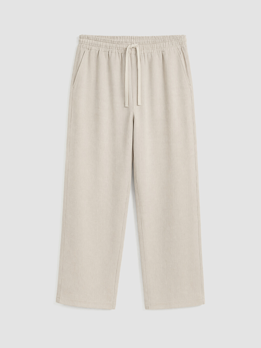 Bej Relax Fit Armürlü Erkek Pantolon