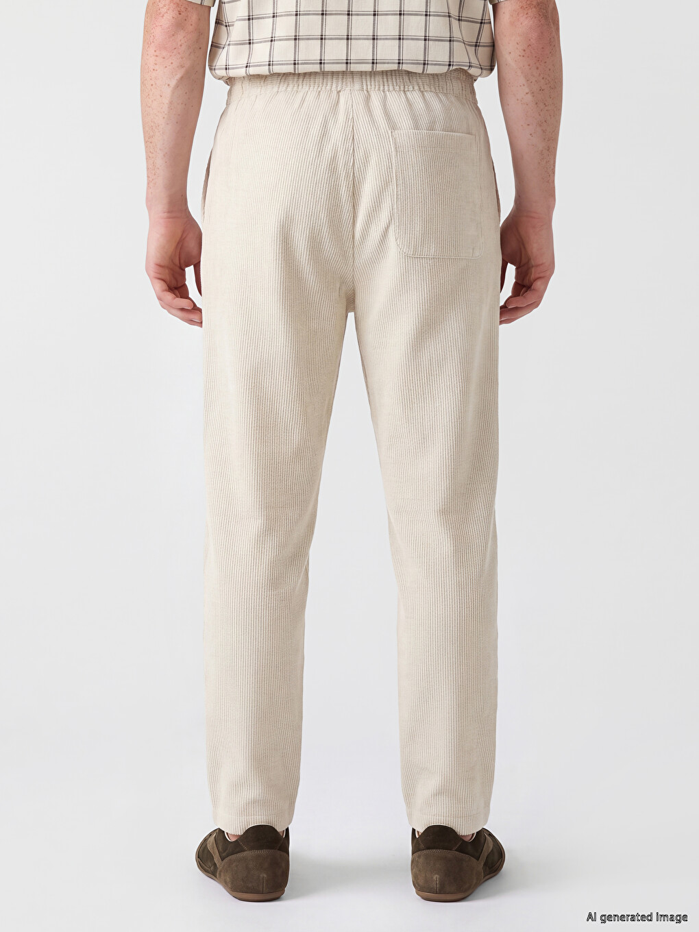 Bej Relax Fit Armürlü Erkek Pantolon-3