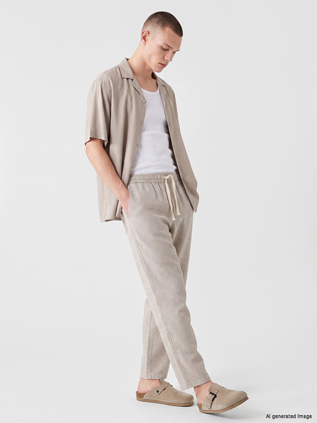 Kahverengi Relax Fit Armürlü Erkek Pantolon-1