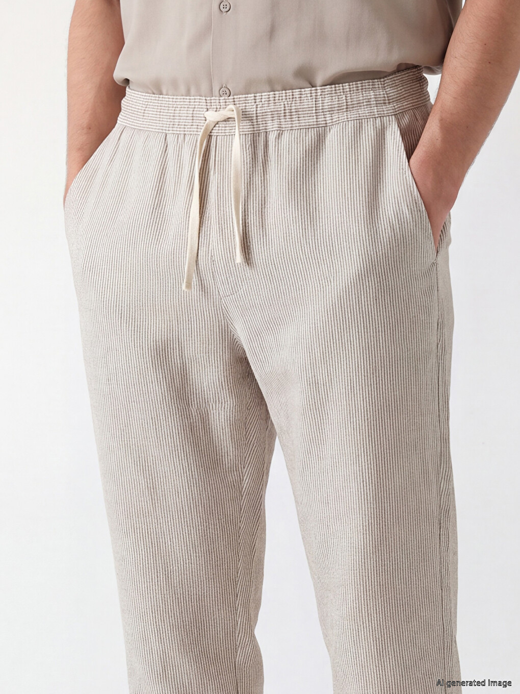 Kahverengi Relax Fit Armürlü Erkek Pantolon-2
