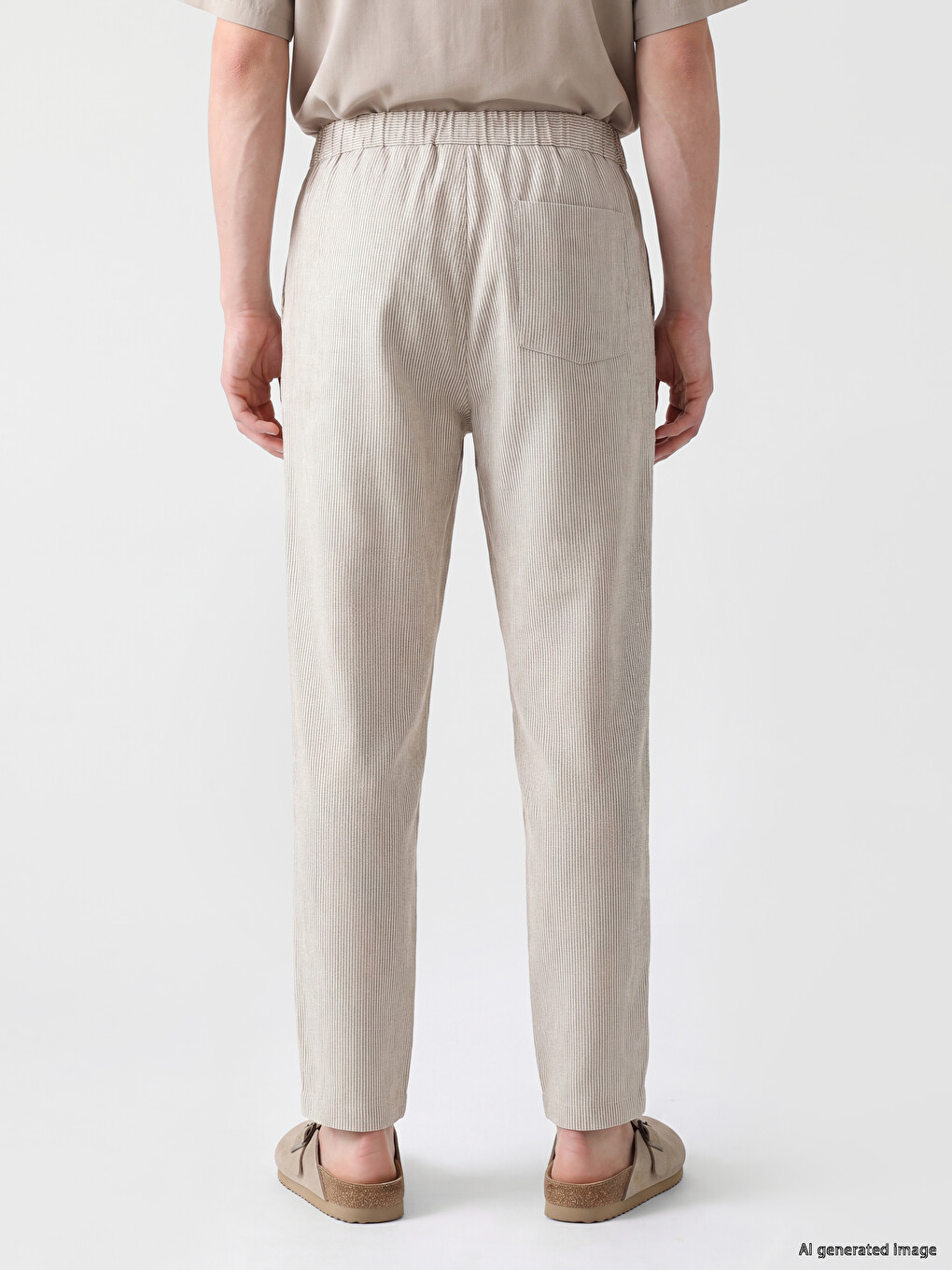 Kahverengi Relax Fit Armürlü Erkek Pantolon-3
