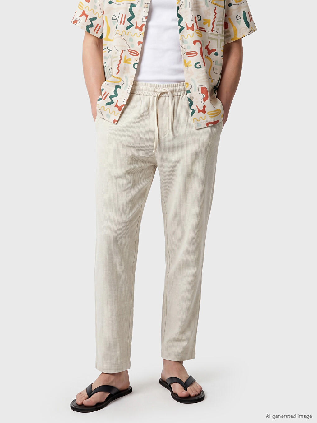 Gri Relax Fit Armürlü Erkek Pantolon