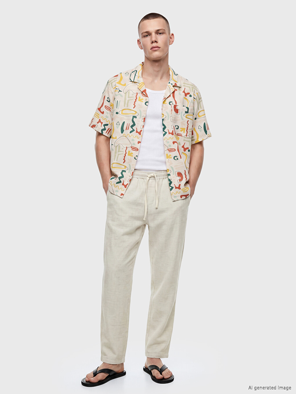 Gri Relax Fit Armürlü Erkek Pantolon-1