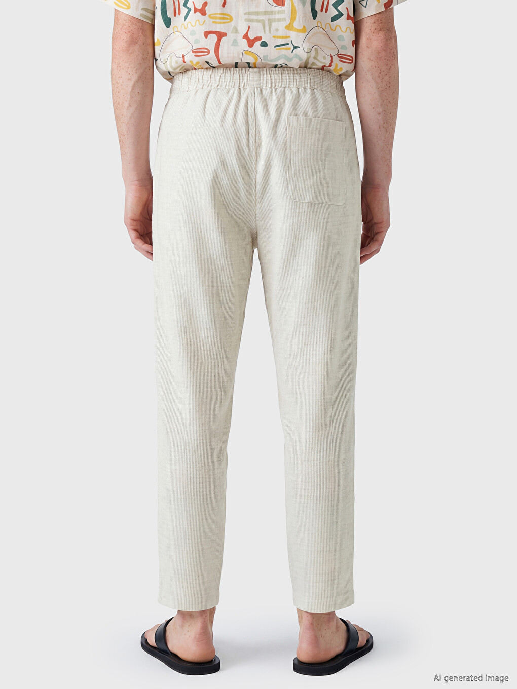 Gri Relax Fit Armürlü Erkek Pantolon-3