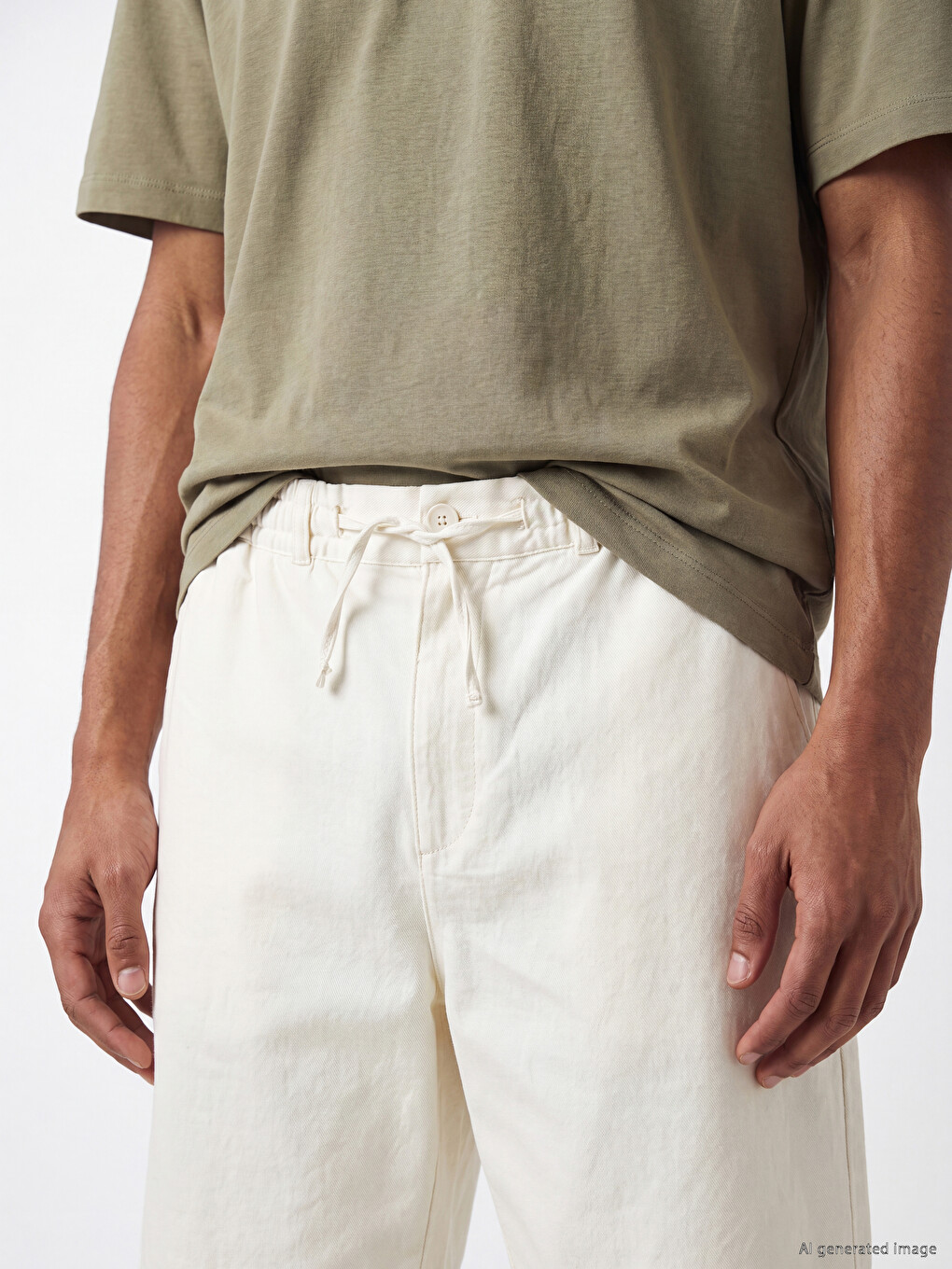 Ekru Regular Fit Gabardin Erkek Şort-2