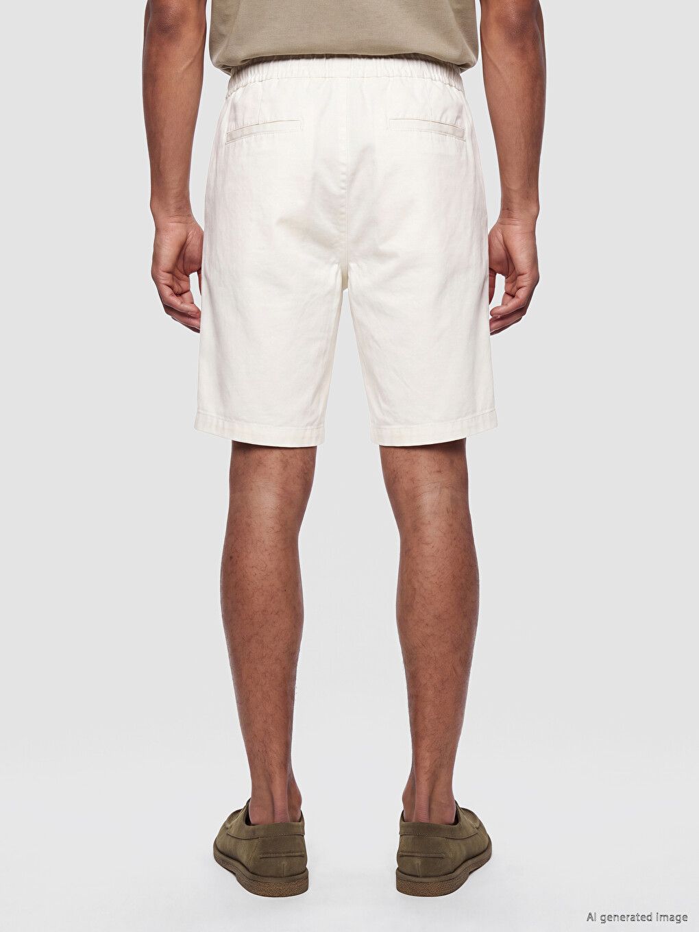 Ekru Regular Fit Gabardin Erkek Şort-3