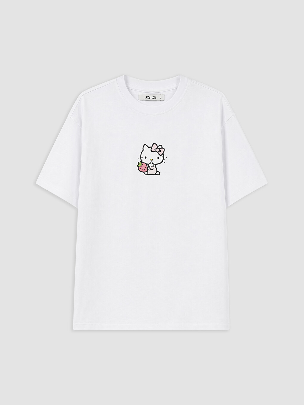 Beyaz Hello Kitty Baskılı %100 Pamuklu Kadın Tişört
