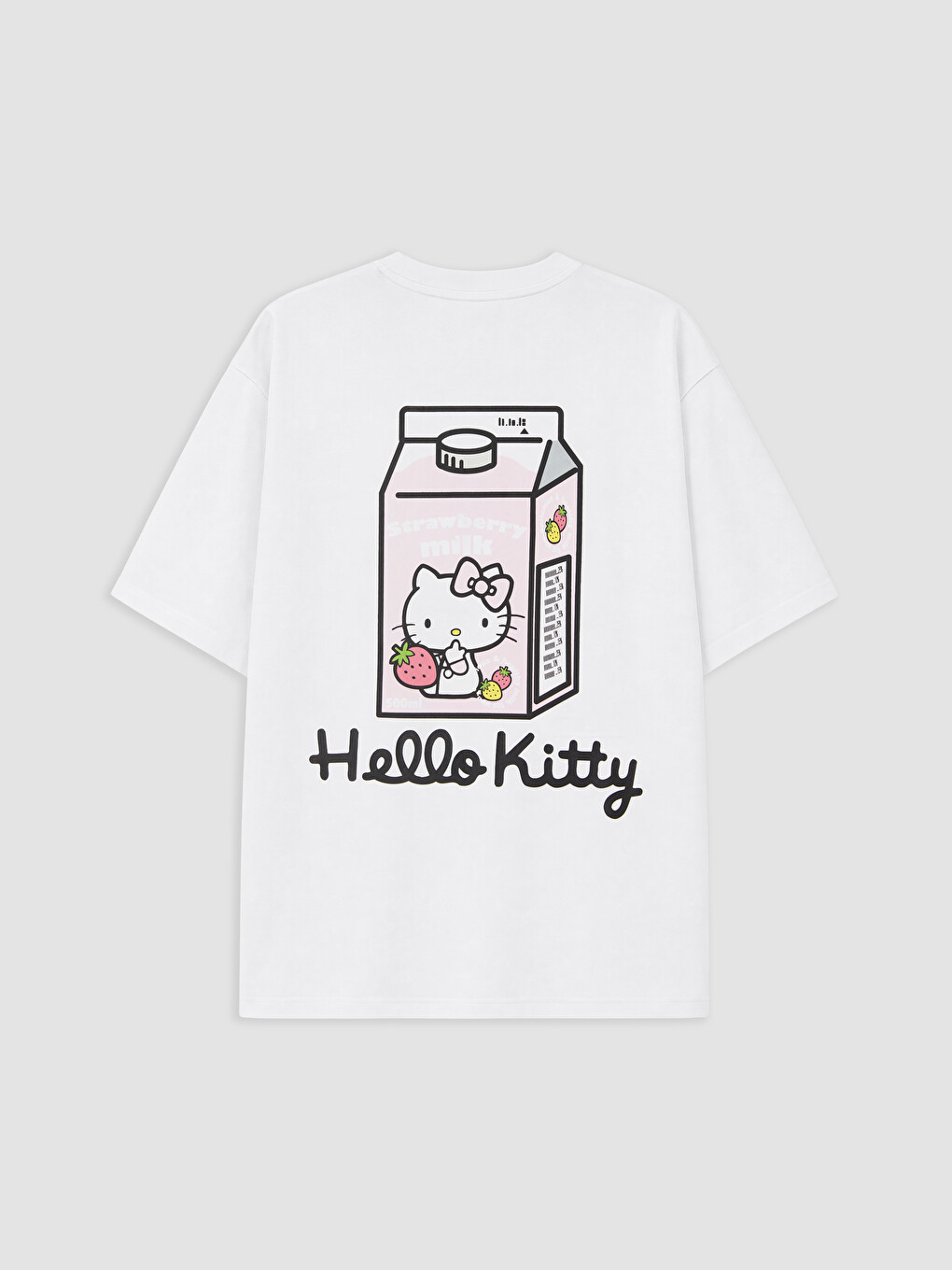 Beyaz Hello Kitty Baskılı %100 Pamuklu Kadın Tişört-1