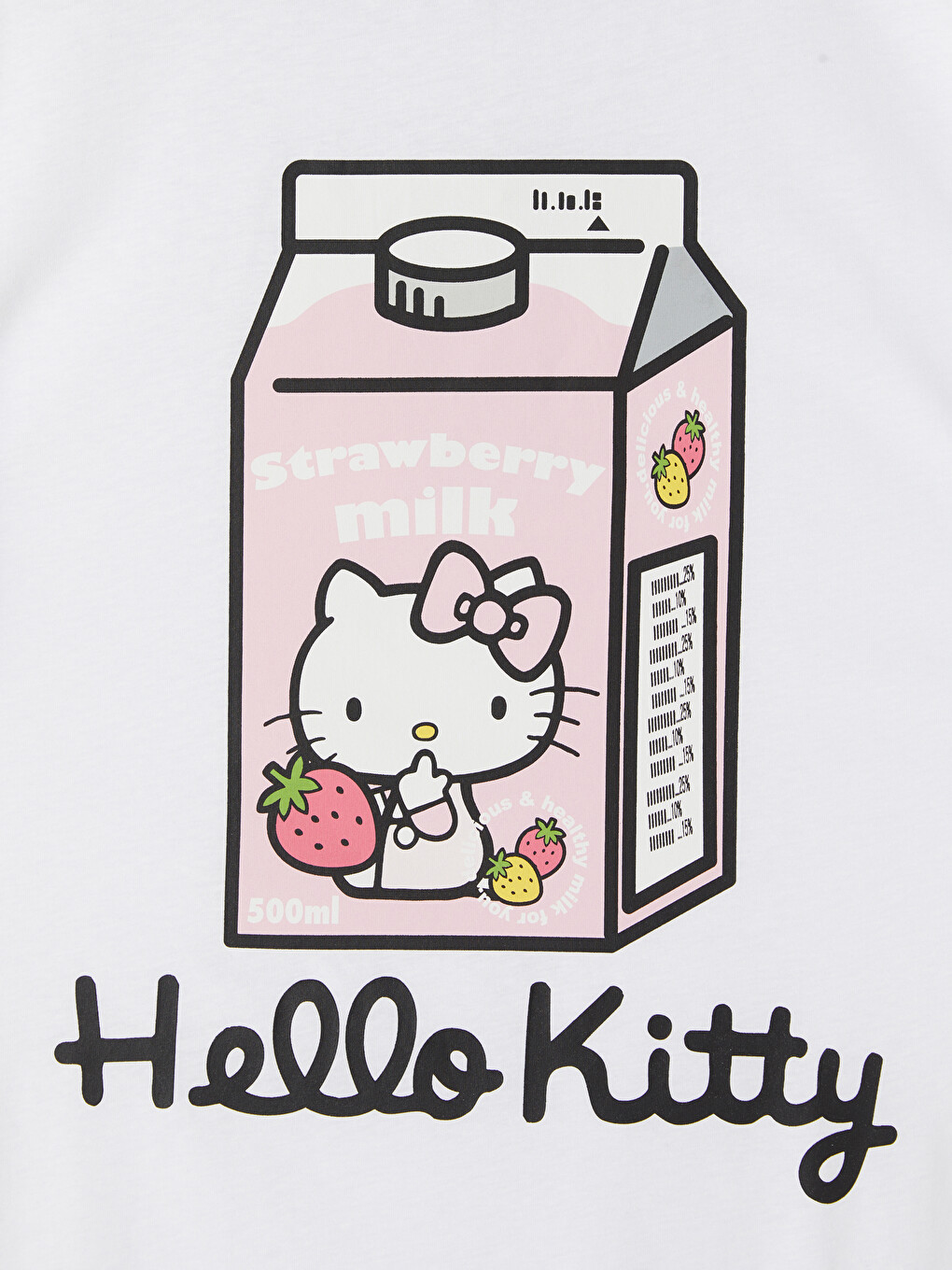 Beyaz Hello Kitty Baskılı %100 Pamuklu Kadın Tişört-3