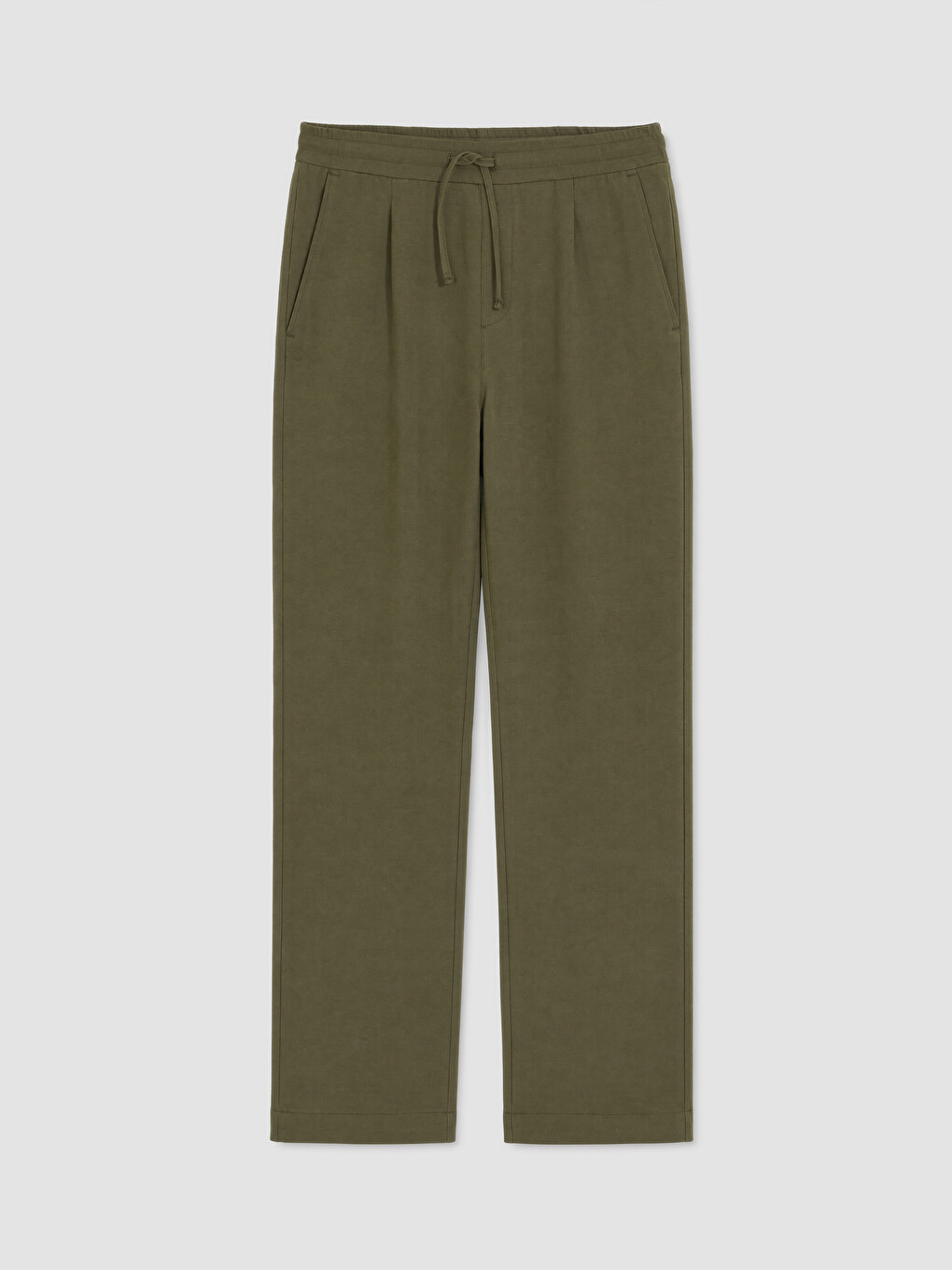 Haki Regular Fit Keten Karışımlı Erkek Pantolon