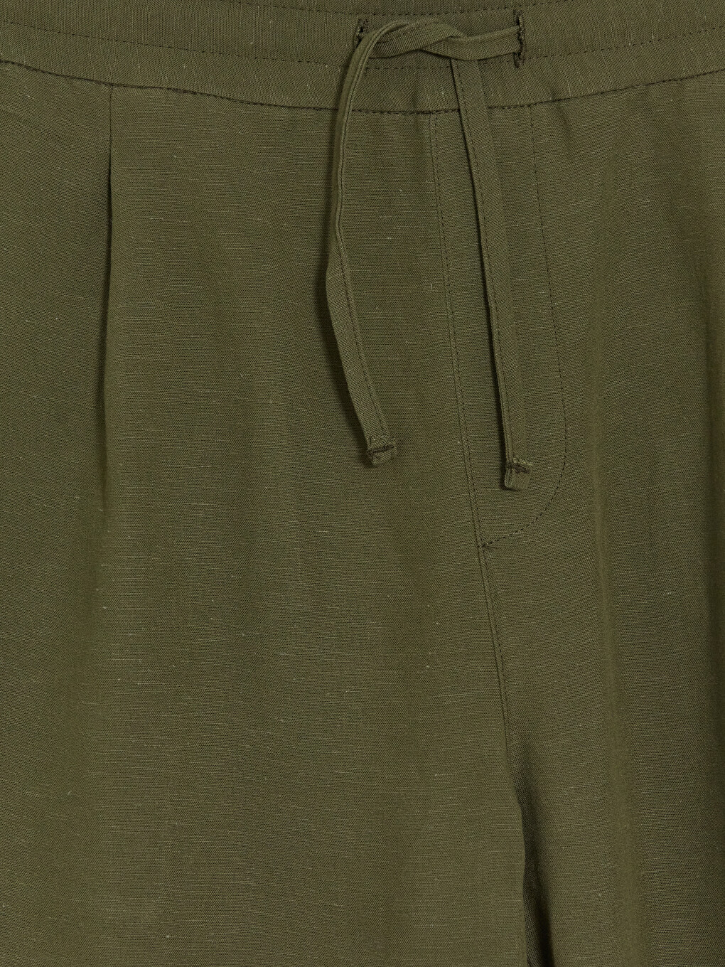 Haki Regular Fit Keten Karışımlı Erkek Pantolon-2