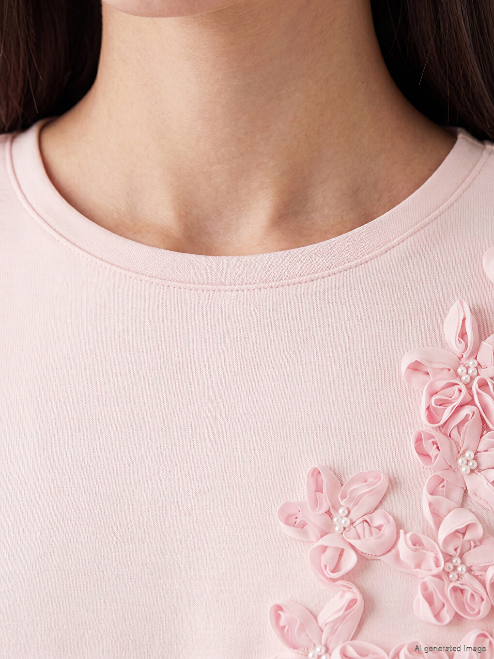 Crew Neck Embroidered Women's T-shirt-2