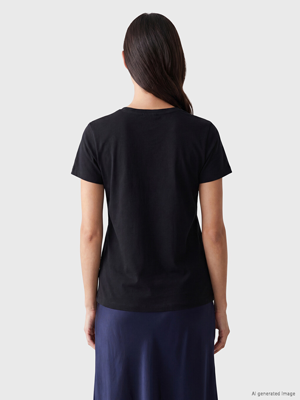 Crew Neck Flower Embroidered Women's T-Shirt-2