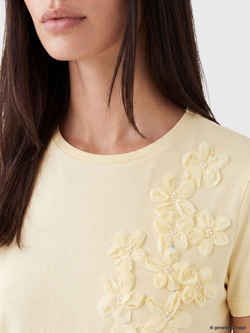 Crew Neck Embroidered Women's T-shirt-2