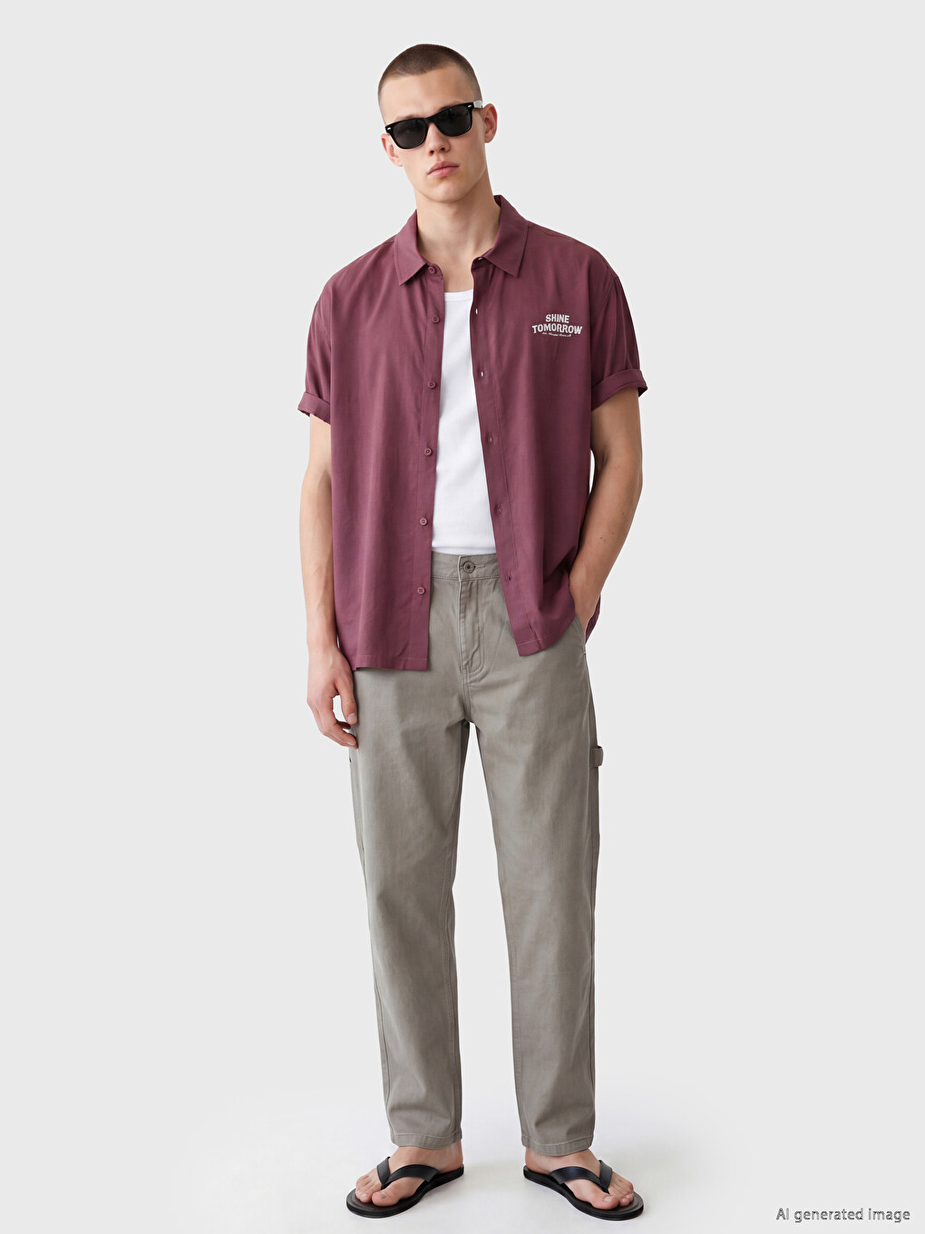 Pembe Relax Fit Baskılı Gabardin Erkek Gömlek-1