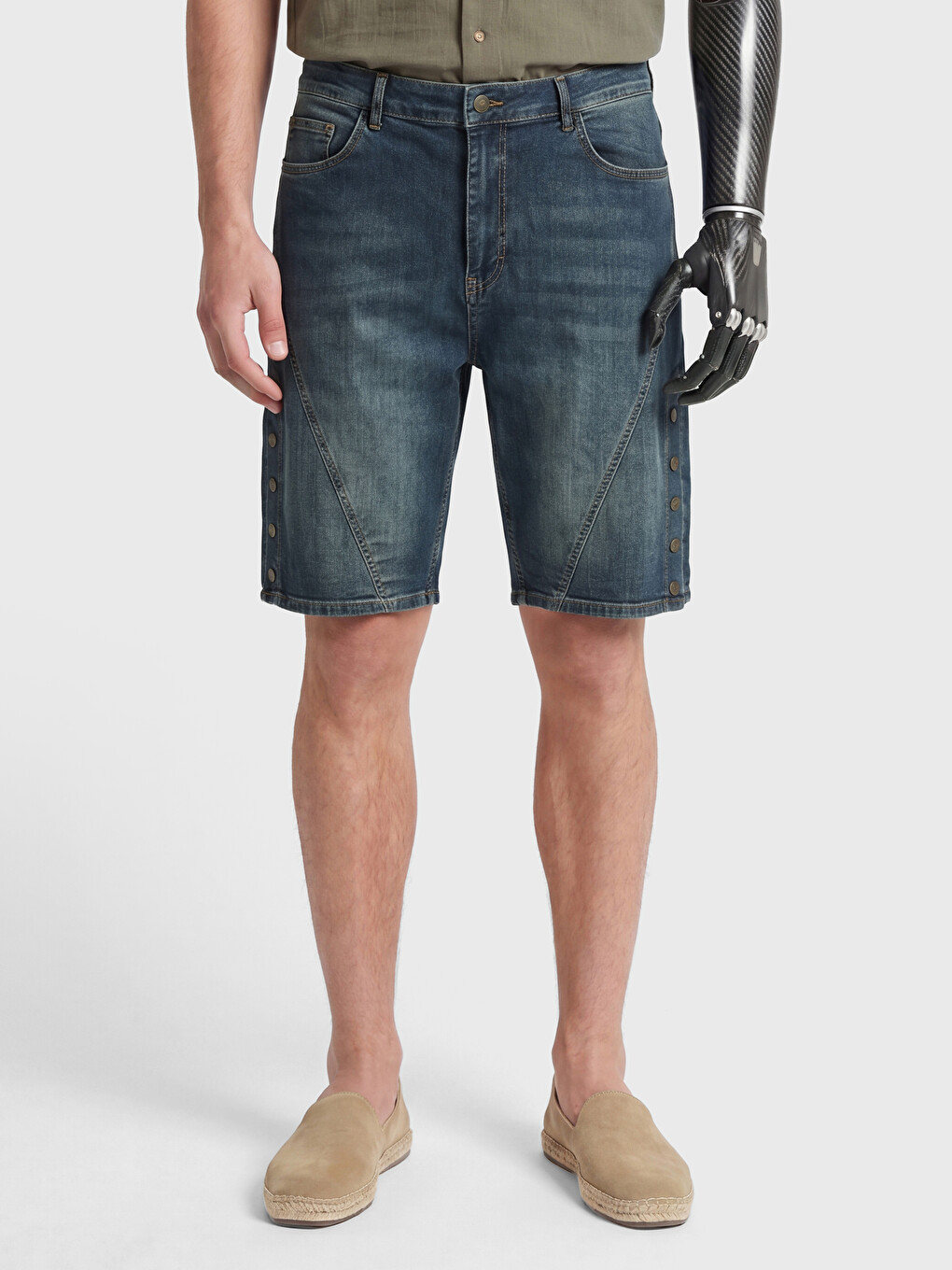 İndigo Relax Fit Erkek Jean Şort-1