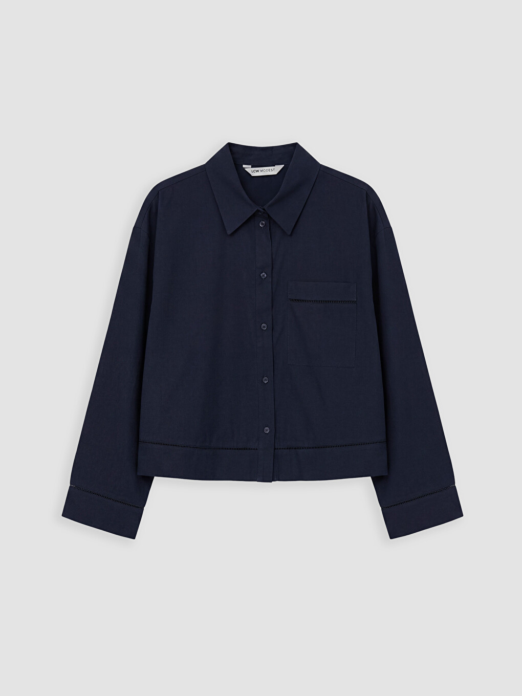Lacivert Regular Fit %100 Pamuklu Kadın Gömlek