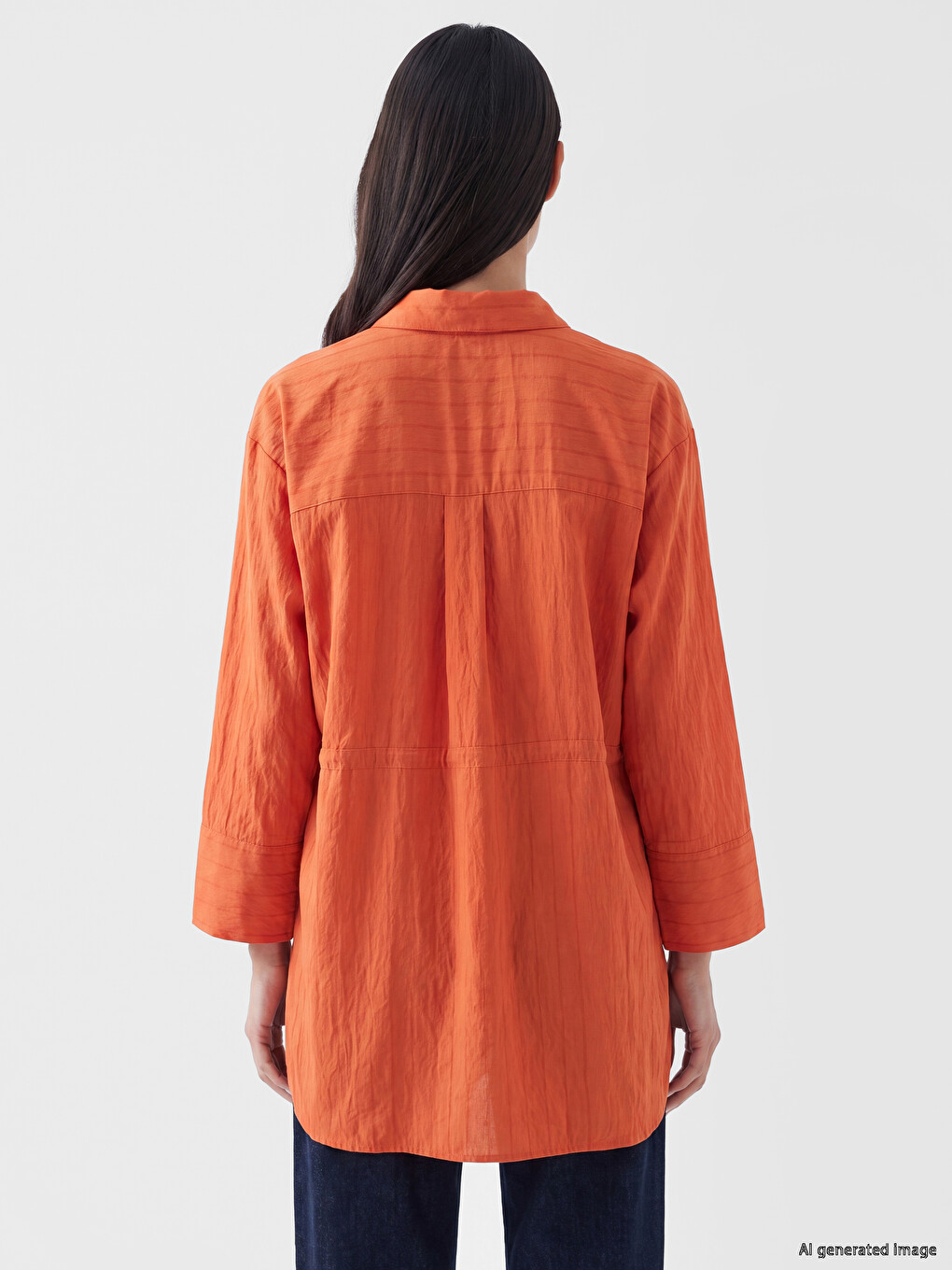 Waist Shirred Oversize Women's Shirt Tunic-3