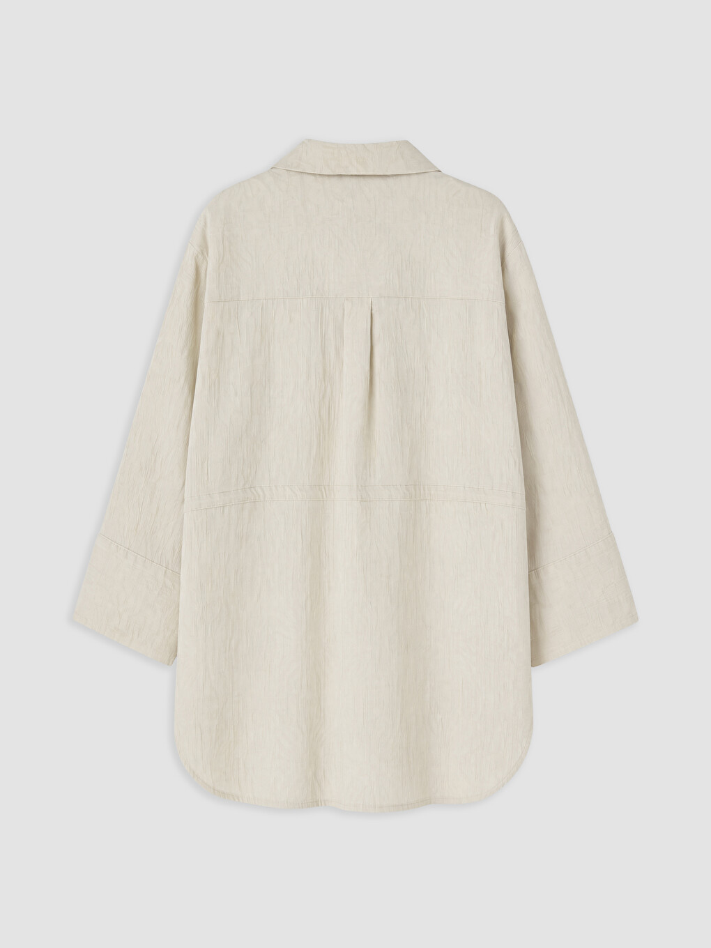 Bej Dokulu Oversize Kadın Gömlek Tunik-5
