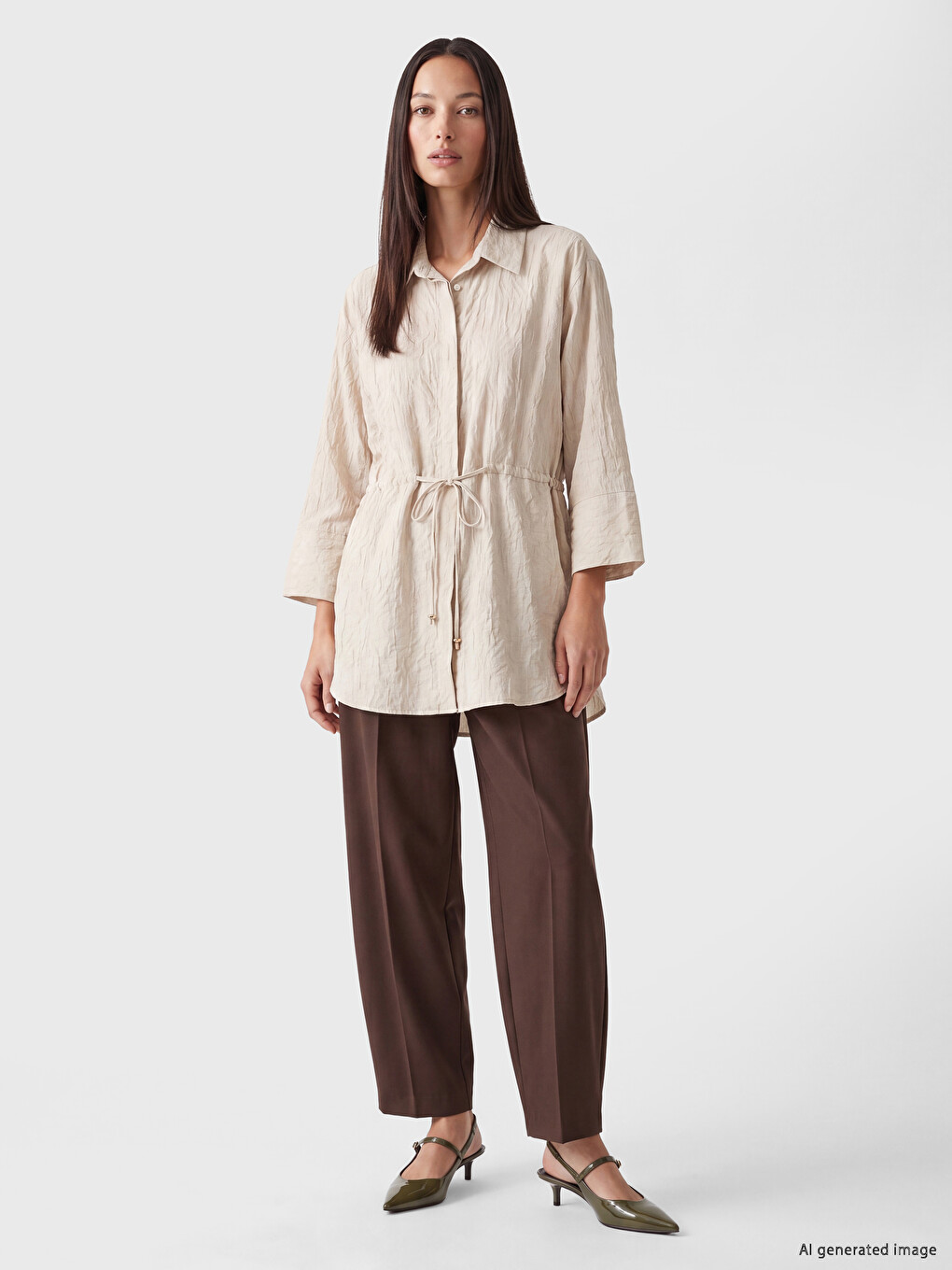 Textured Oversize Women's Shirt Tunic-1