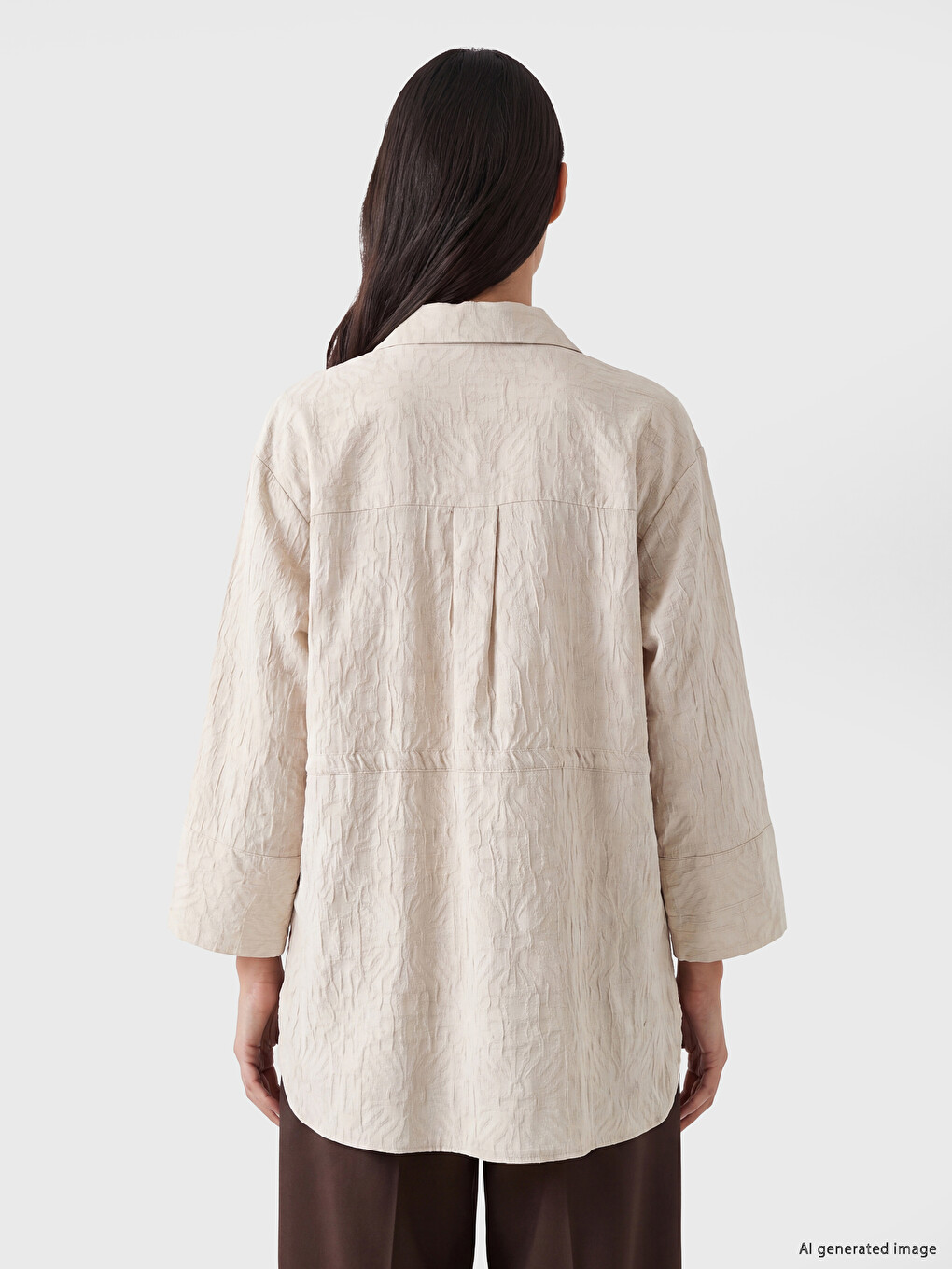 Textured Oversize Women's Shirt Tunic-3