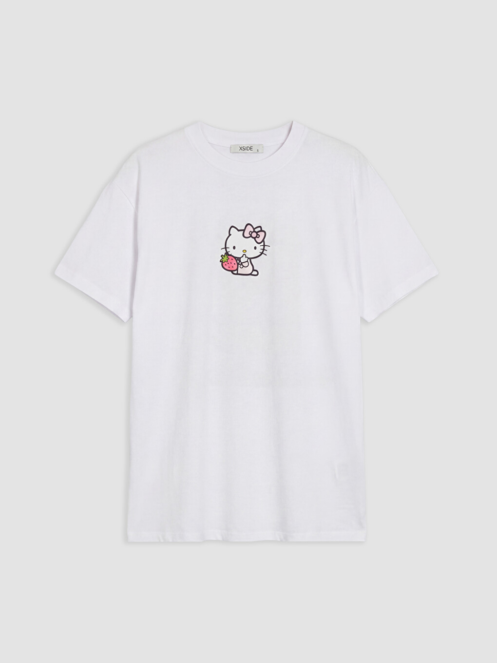 Beyaz Hello Kitty Baskılı %100 Pamuklu Kadın Tişört