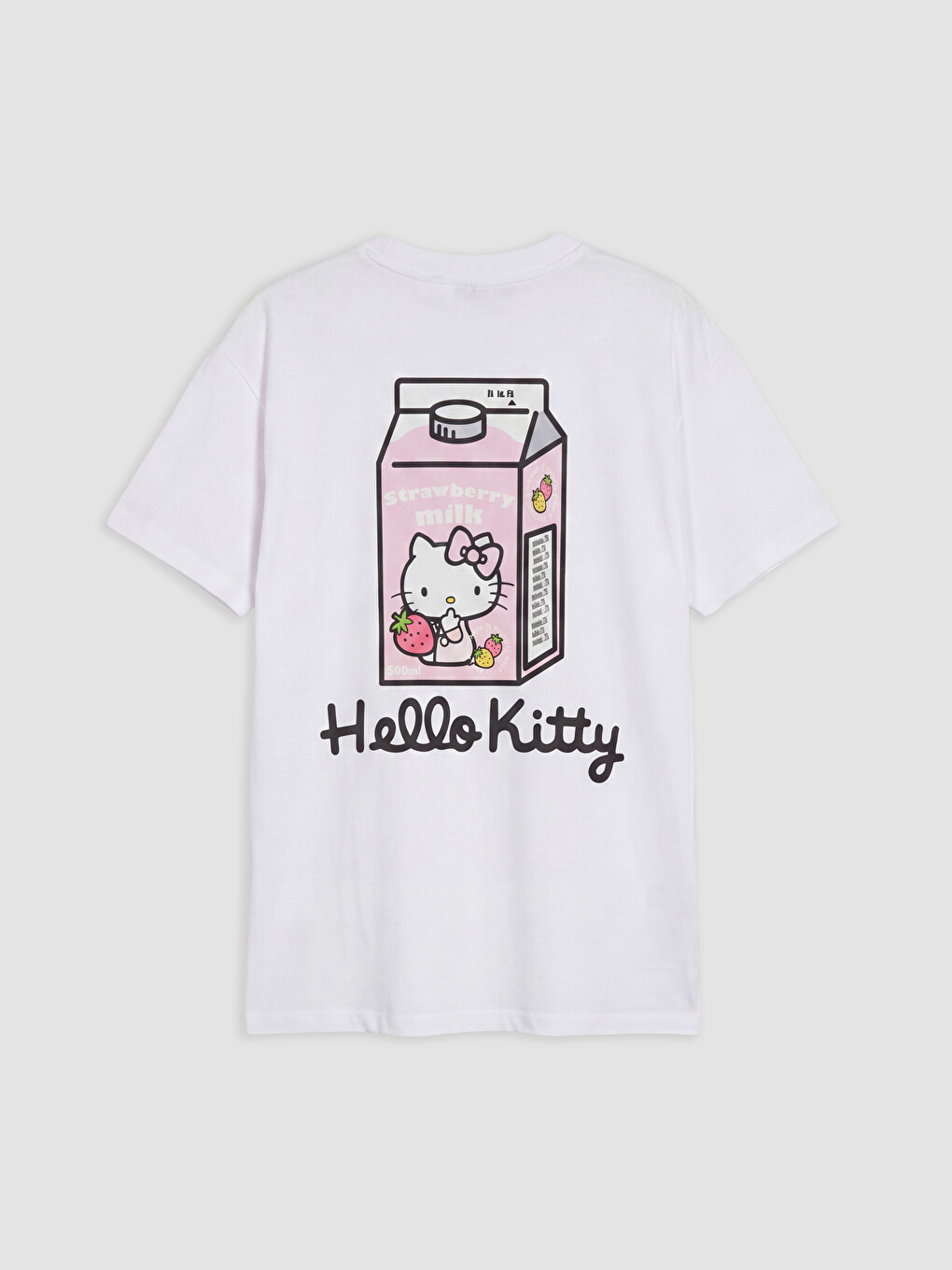 Beyaz Hello Kitty Baskılı %100 Pamuklu Kadın Tişört-1