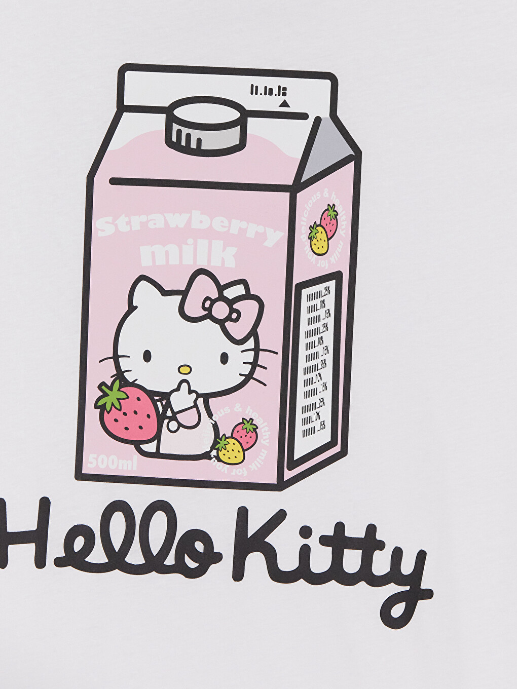 Beyaz Hello Kitty Baskılı %100 Pamuklu Kadın Tişört-3