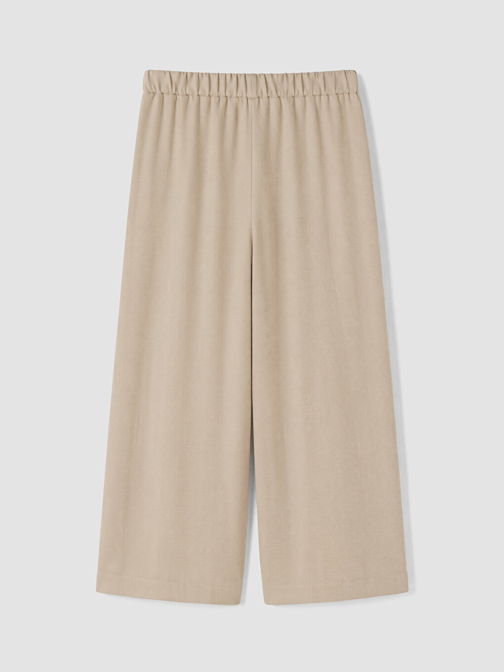 Bej Beli Lastikli Geniş Paça Kadın Pantolon-2