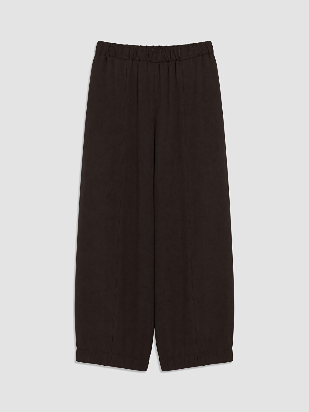 Kahverengi Beli Lastikli Geniş Paça Kadın Pantolon