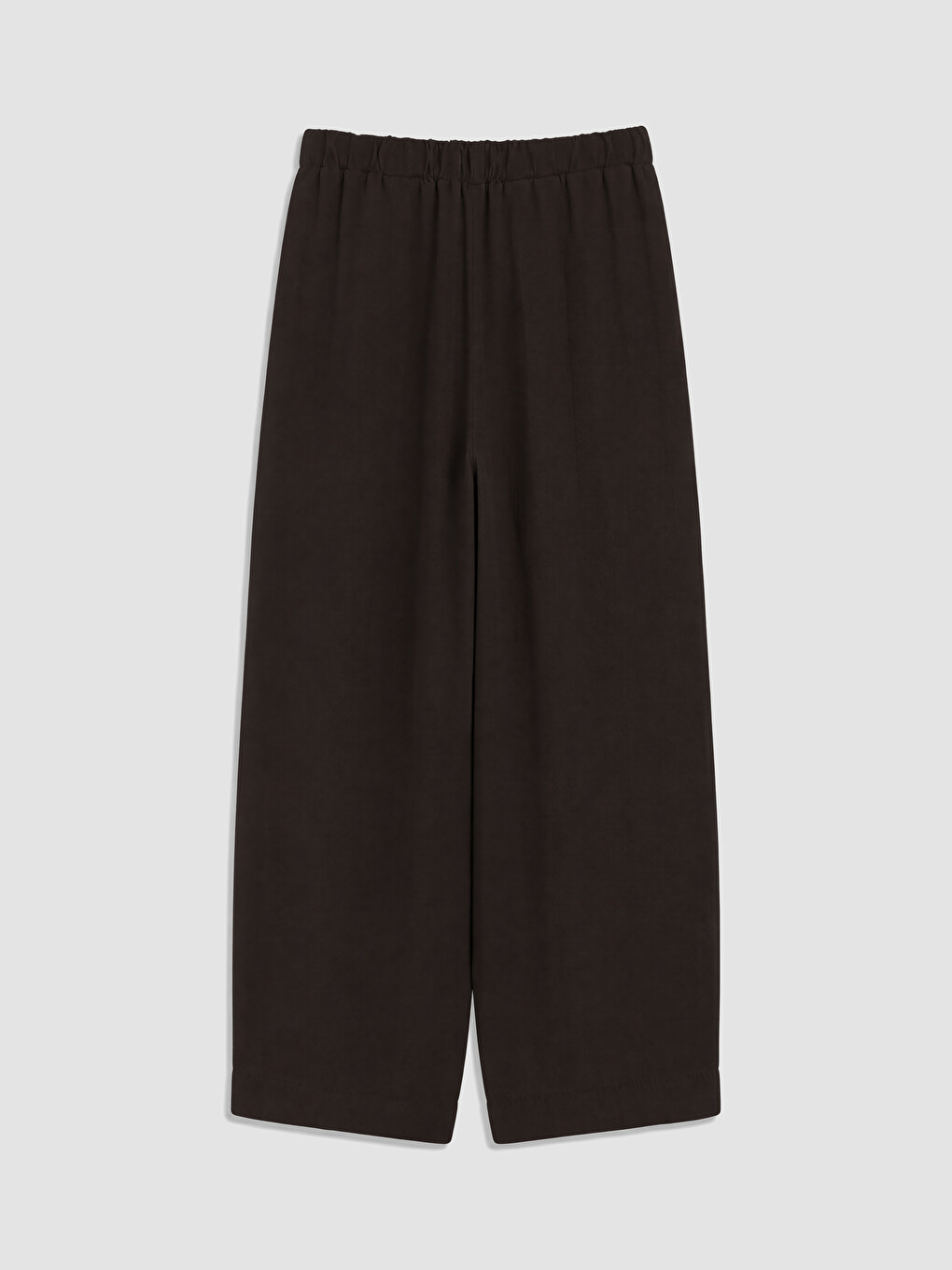Kahverengi Beli Lastikli Geniş Paça Kadın Pantolon-2